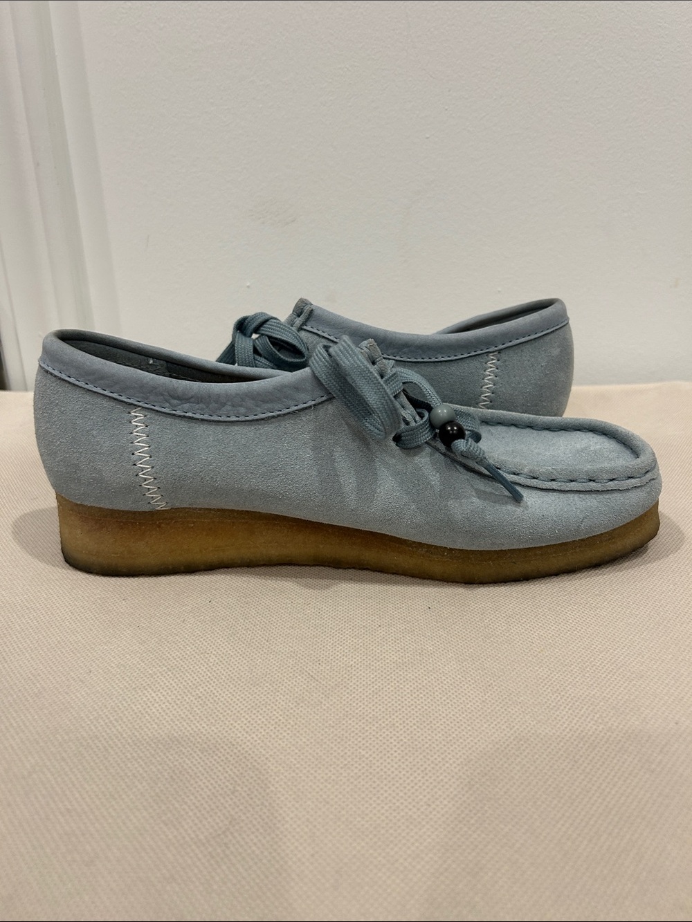 Clarks Blue Suede Tassel Wallabee Loafer - Picture 8 of 12